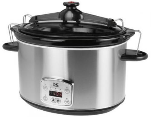 Kalorik SC 41175 SS Stainless Steel 8qt. Slow Cooker with Digital control and Locking Lid; Extra-large 7.6L / 8.0Qt capacity for cooking for the whole family; Cool-touch handles and locking lid make it safe to bring to the table or to a potluck party; Brushed stainless steel housing; Digital control panel with delay timer, cooking time setting and cooking speed setting (